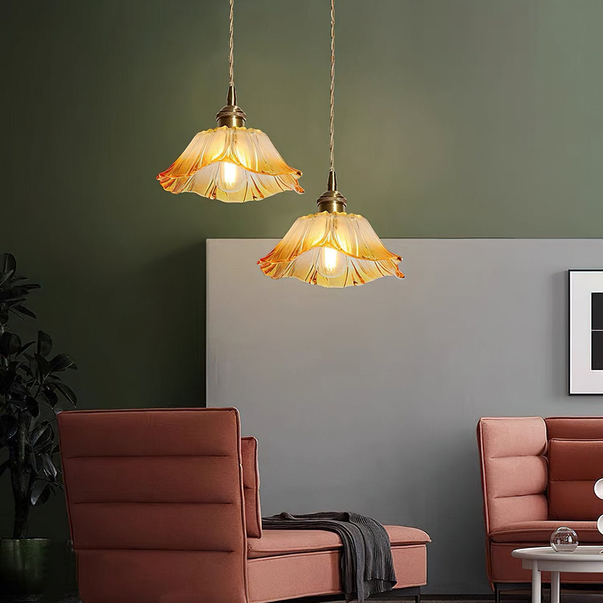 Retro Lotus Creative Glass Pendant Lamp