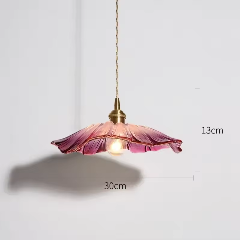 Retro Lotus Leaf Shape Glass Pendant Lamp