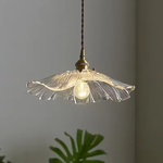 Retro Lotus Leaf Shape Glass Pendant Lamp