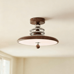 Retro Revolve Semi Flush Mount Ceiling Light with Walnut Finish and LED