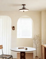 Retro Revolve Semi Flush Mount Ceiling Light with Walnut Finish and LED