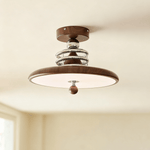 Retro Revolve Semi Flush Mount Ceiling Light with Walnut Finish and LED