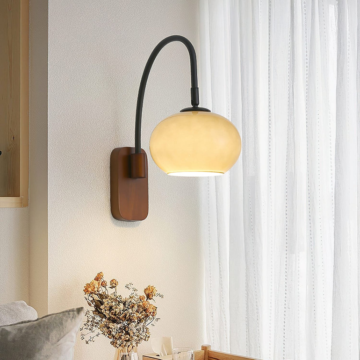 Retro Wooden Glass Wall Lamp