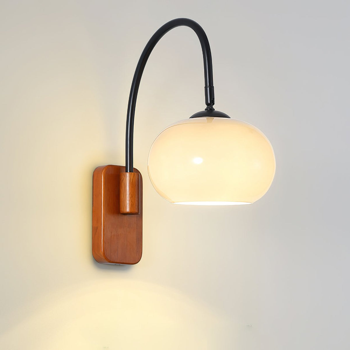 Retro Wooden Glass Wall Lamp