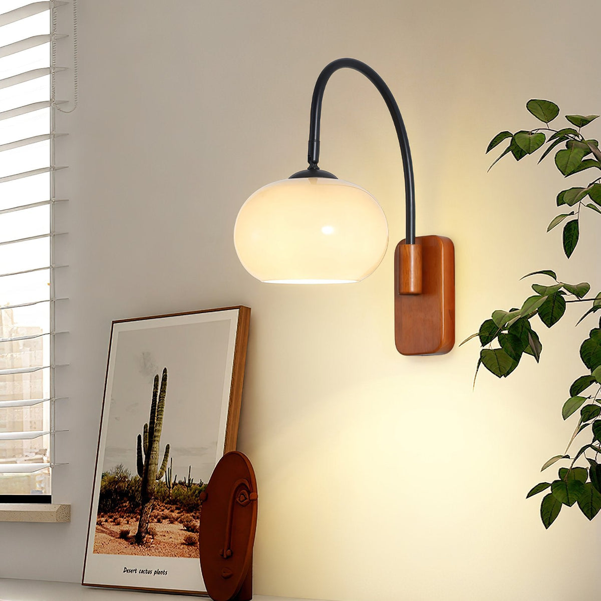 Retro Wooden Glass Wall Lamp