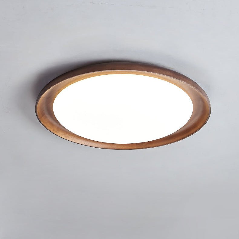 Rhylen Modern Wood LED Flush Mount Ceiling Light for Bedroom and Living Room
