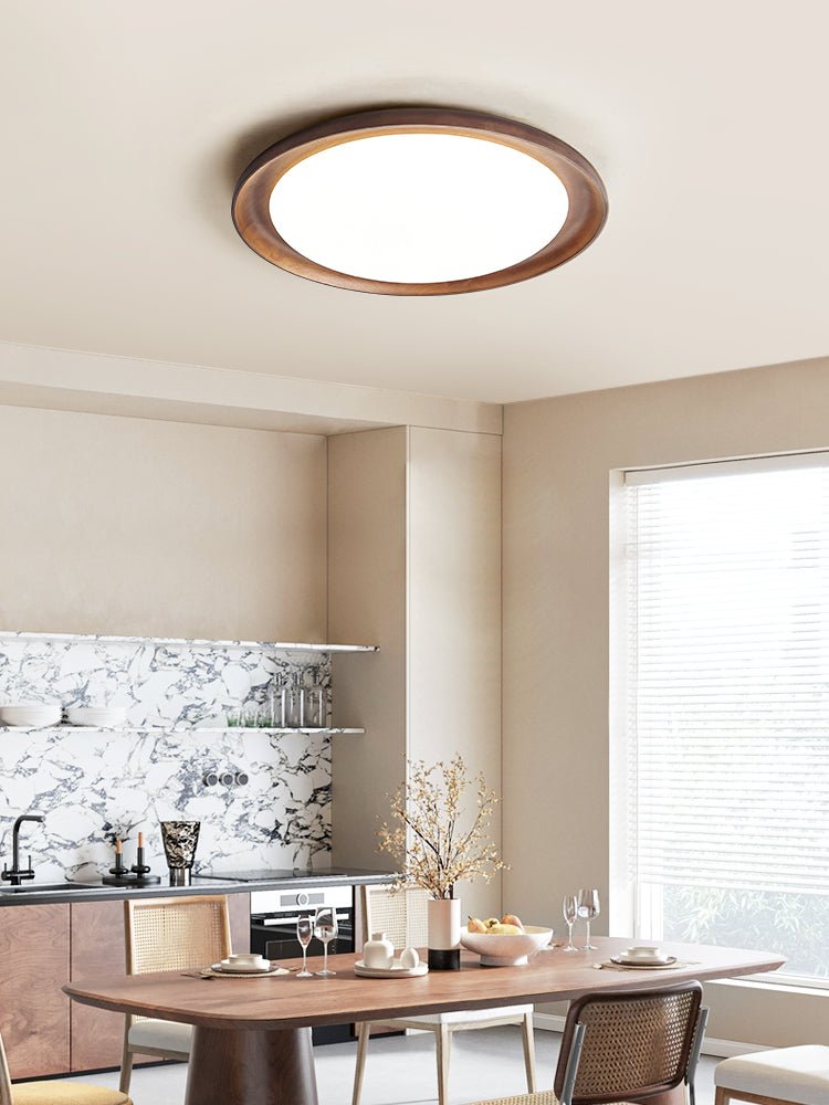 Rhylen Modern Wood LED Flush Mount Ceiling Light for Bedroom and Living Room