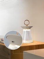 Ribbed Acrylic Built In Battery Table Lamp