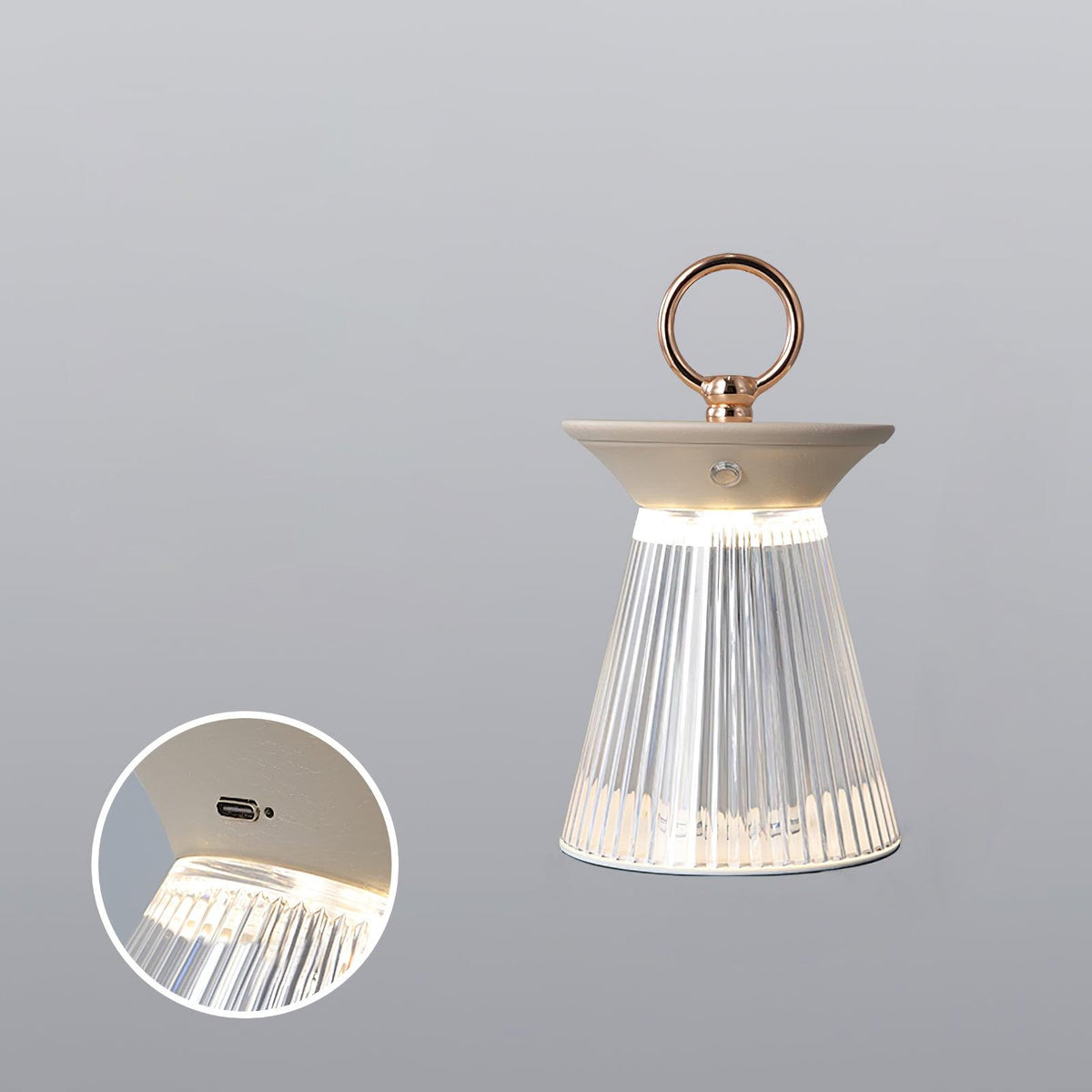 Ribbed Acrylic Built In Battery Table Lamp