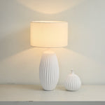 Ribbed Ceramic Table Lamp with Linen Shade for Modern Interiors
