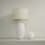 Ribbed Ceramic Table Lamp with Linen Shade for Modern Interiors