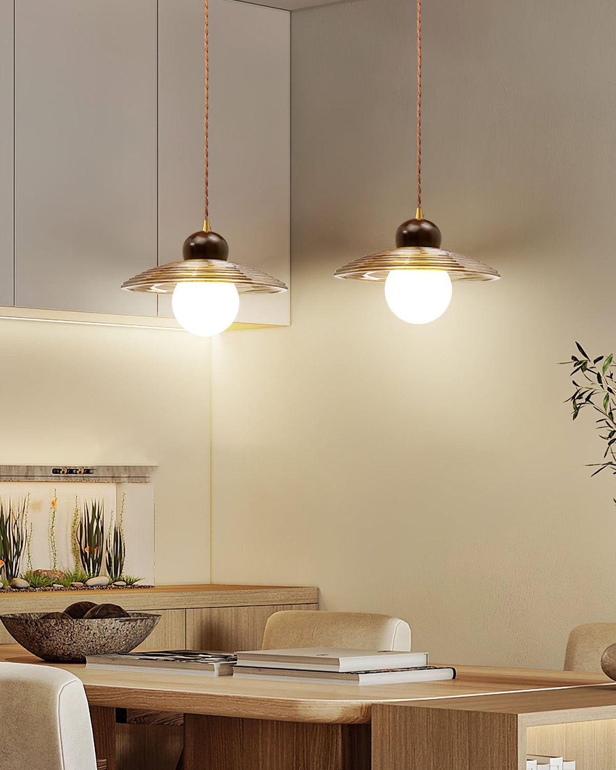 Ribbed Floral Pendant Light