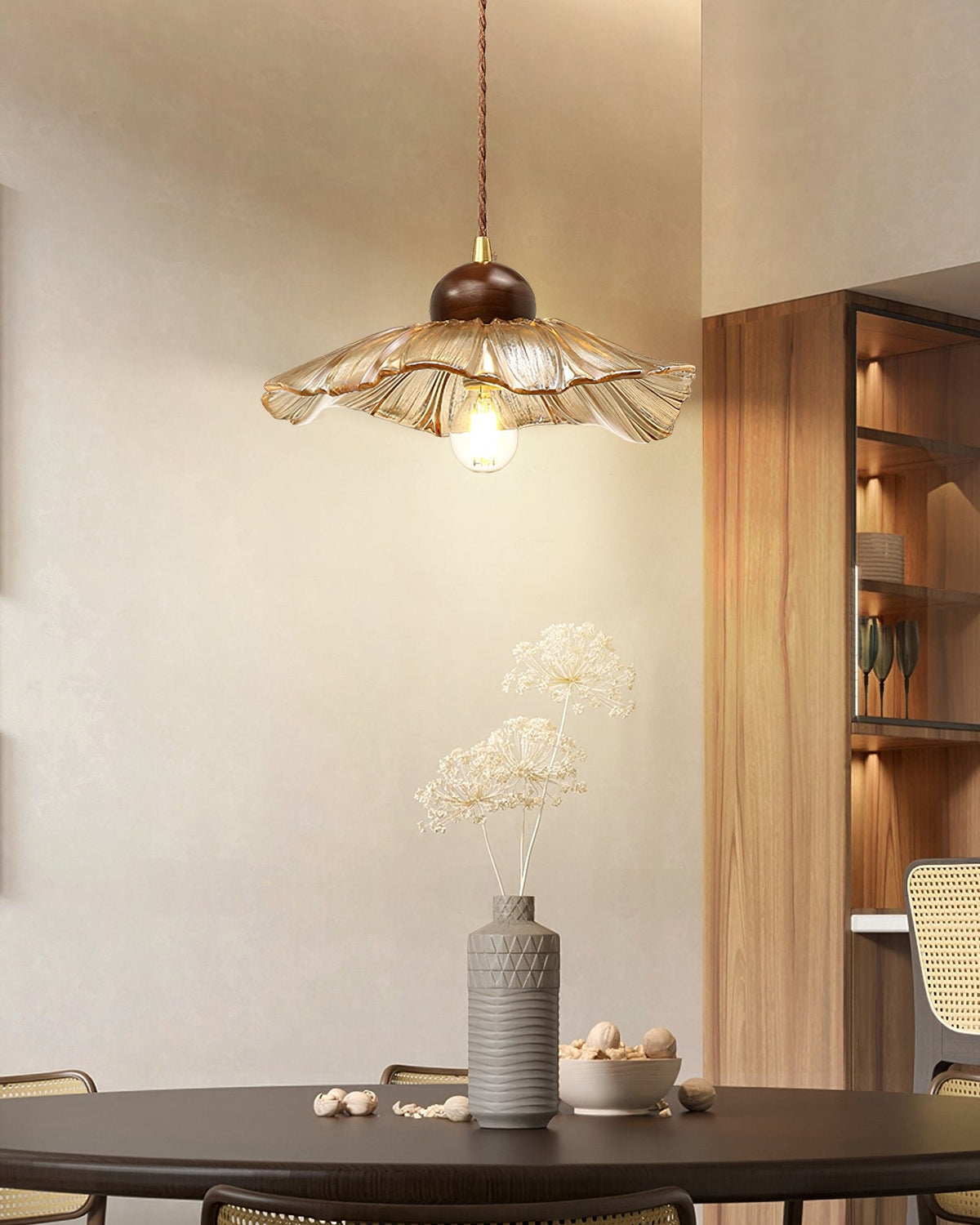 Ribbed Floral Pendant Light