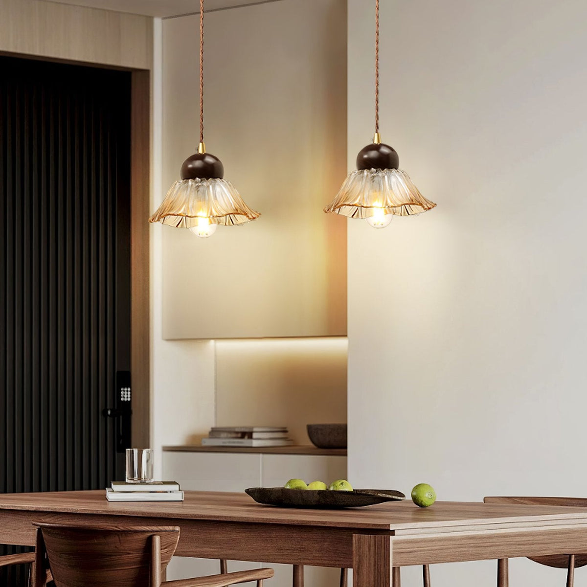 Ribbed Floral Pendant Light