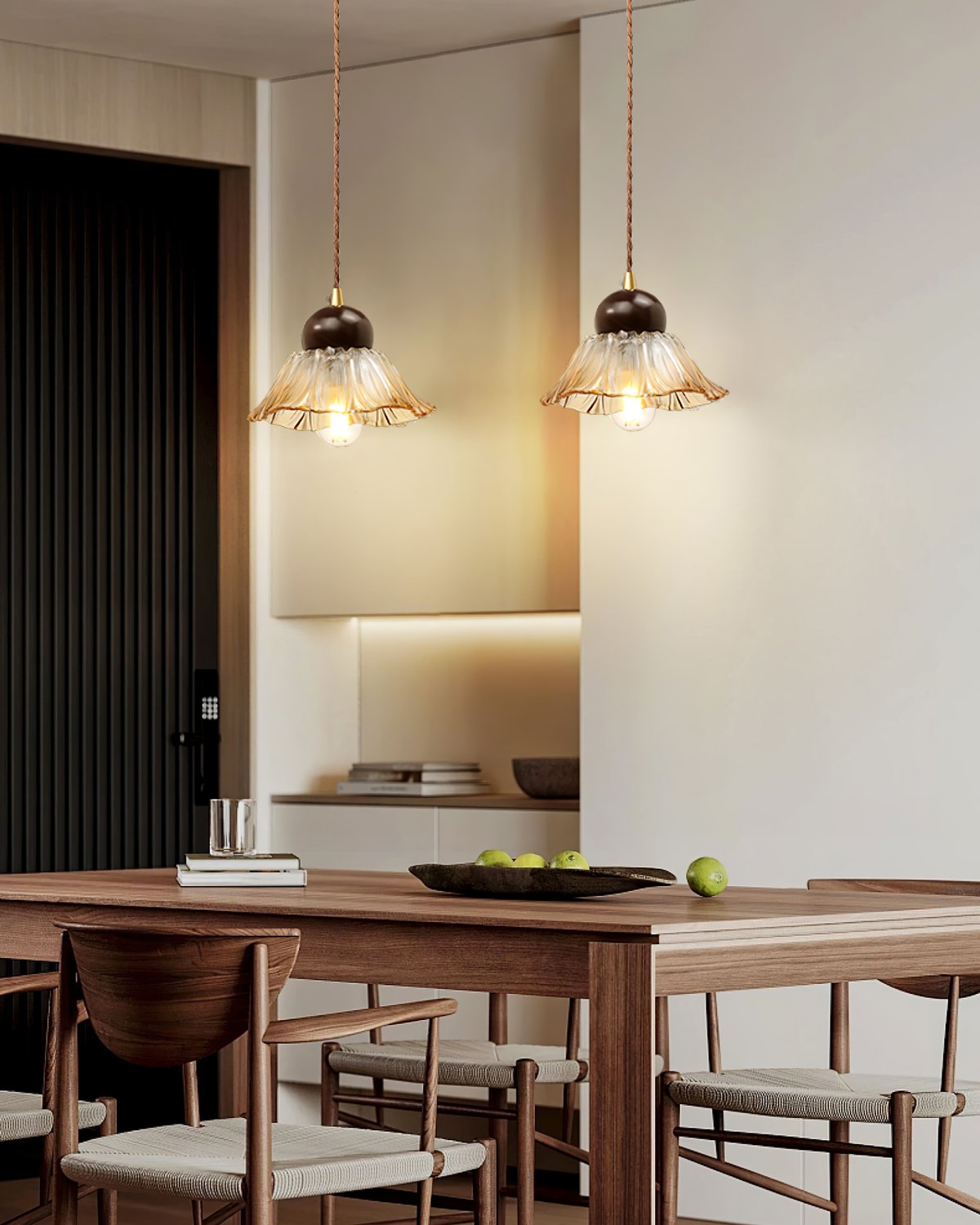 Ribbed Floral Pendant Light