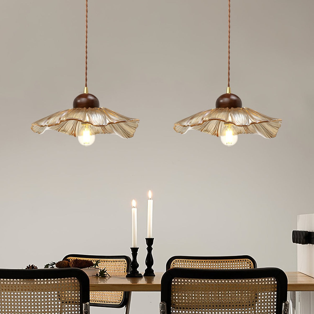 Ribbed Floral Pendant Light
