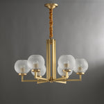 Helios Ribbed Glass Chandelier in Aged Brass, Modern Luxury Lighting
