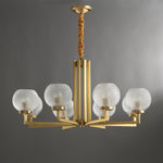Helios Ribbed Glass Chandelier in Aged Brass, Modern Luxury Lighting
