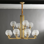 Helios Ribbed Glass Chandelier in Aged Brass, Modern Luxury Lighting