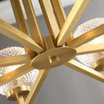 Helios Ribbed Glass Chandelier in Aged Brass, Modern Luxury Lighting