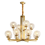 Helios Ribbed Glass Chandelier in Aged Brass, Modern Luxury Lighting