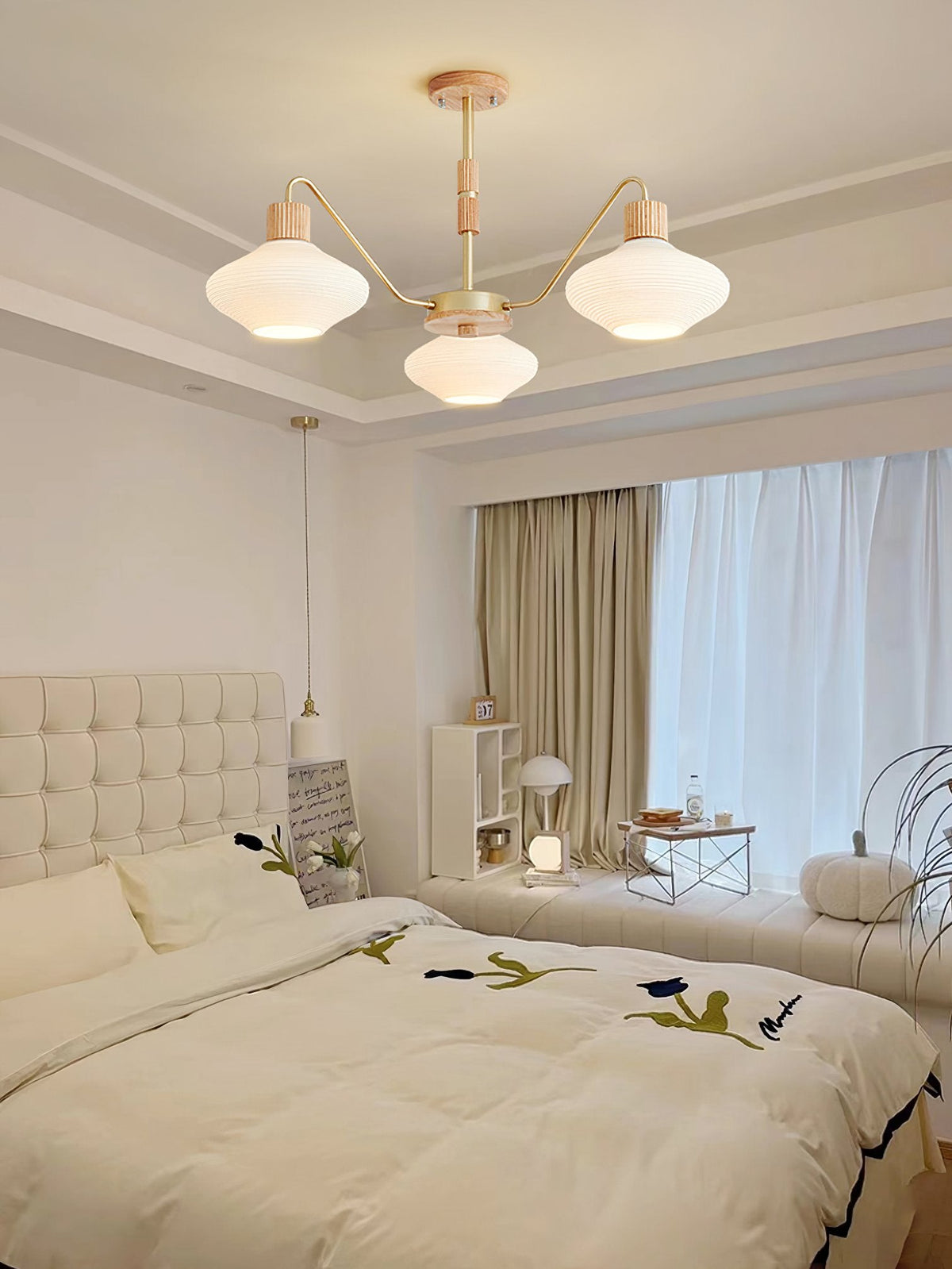 Ribbed Rubberwood Chandelier