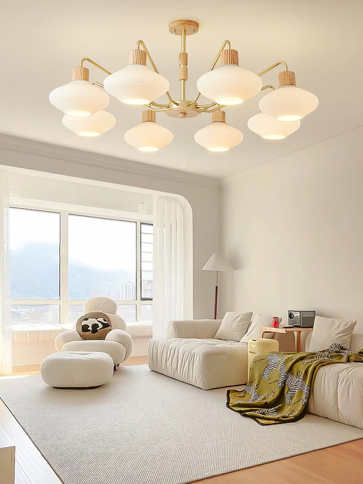 Ribbed Rubberwood Chandelier