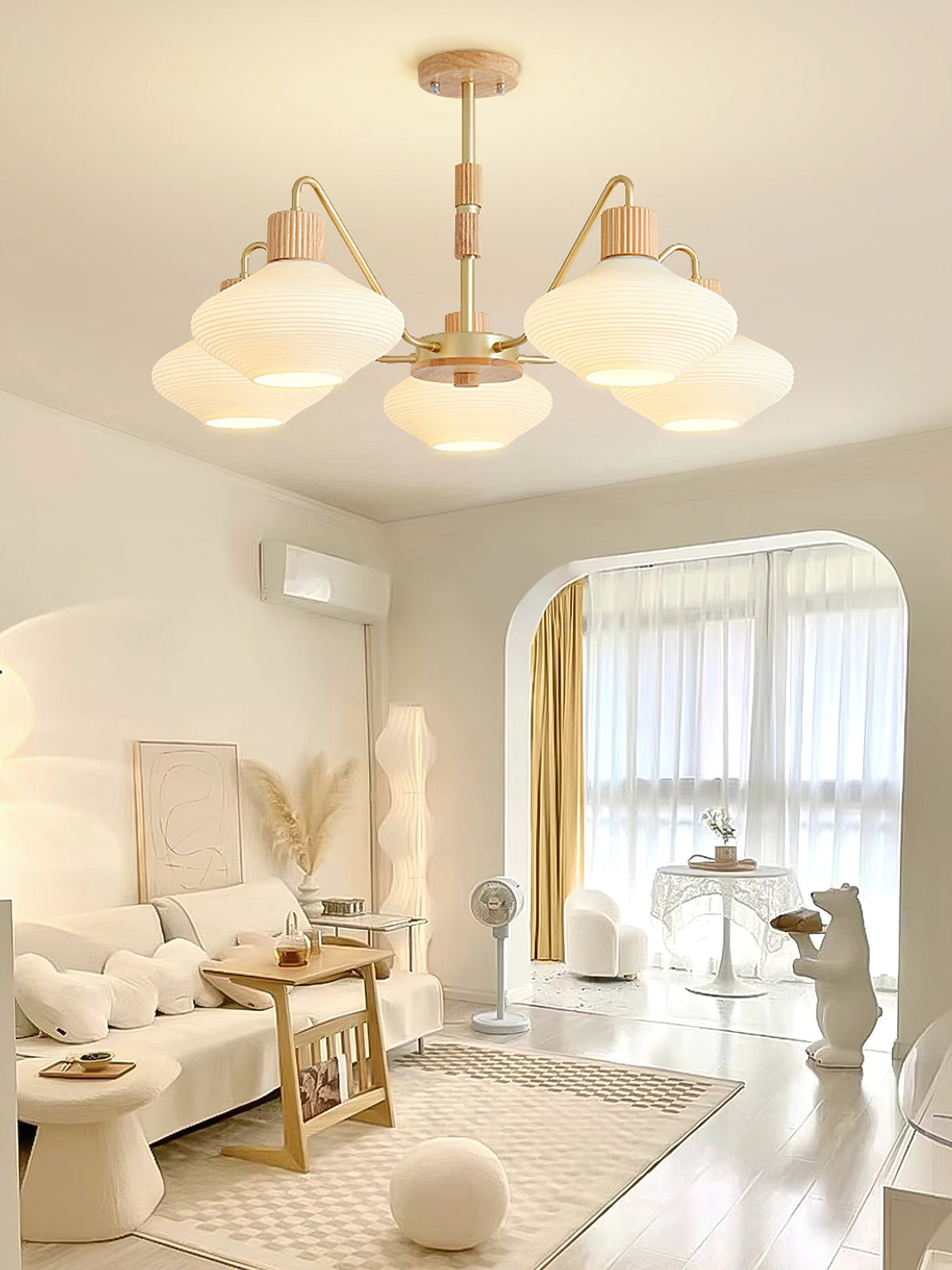 Ribbed Rubberwood Chandelier