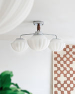 Ribbed Walnut Ceiling Lamp – Modern Flush Mount Light for Living Room & Bedroom