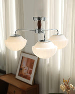 Ribbed Walnut Ceiling Lamp – Modern Flush Mount Light for Living Room & Bedroom