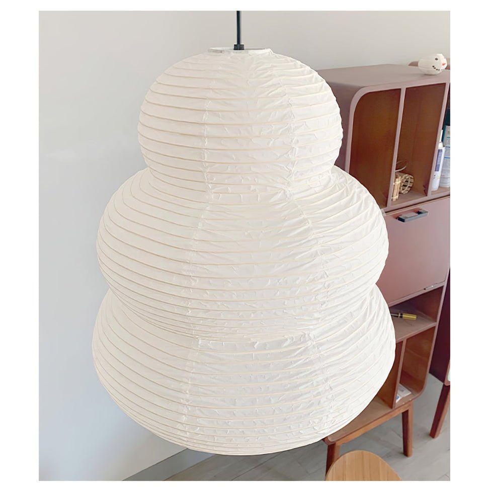 Rice Paper Swag Pendant Light – Handcrafted Mulberry Paper Hanging Lamp