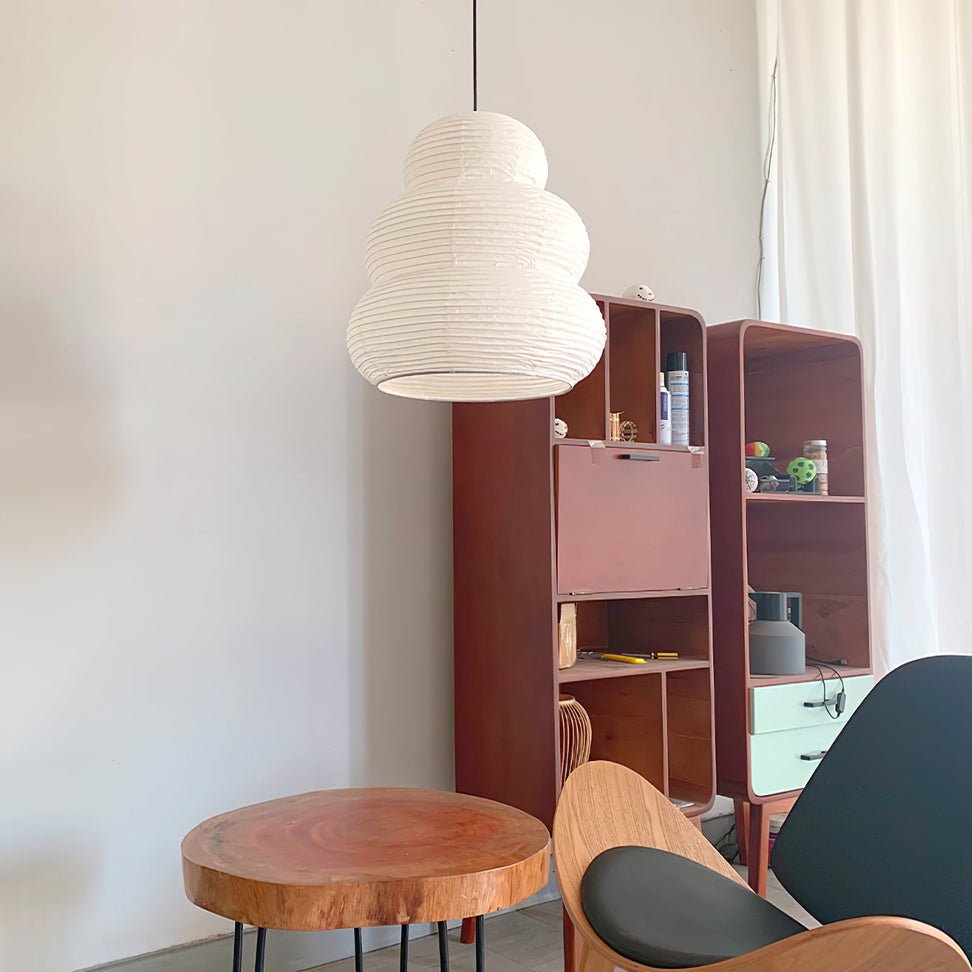 Rice Paper Swag Pendant Light – Handcrafted Mulberry Paper Hanging Lamp