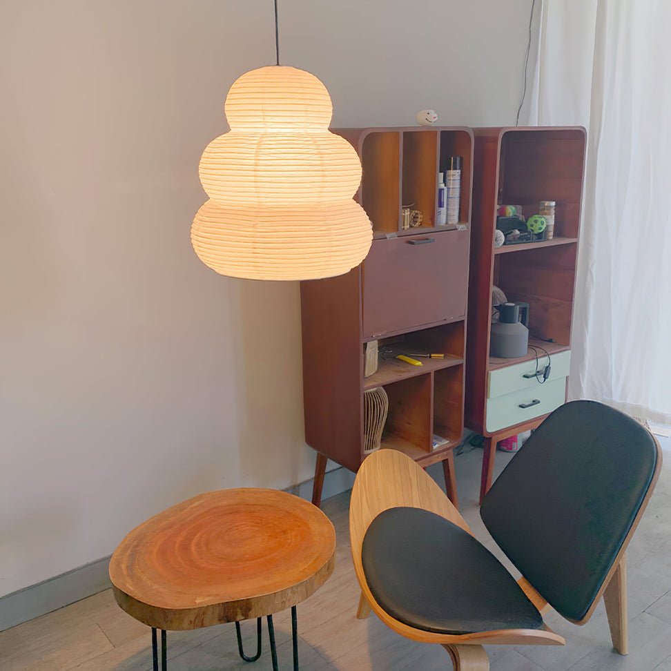 Rice Paper Swag Pendant Light – Handcrafted Mulberry Paper Hanging Lamp