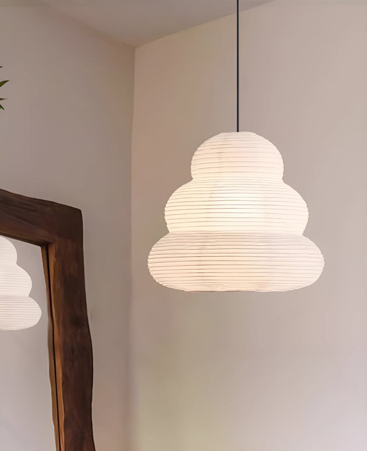 Rice Paper Swag Pendant Light – Handcrafted Mulberry Paper Hanging Lamp