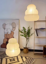 Rice Paper Swag Pendant Light – Handcrafted Mulberry Paper Hanging Lamp