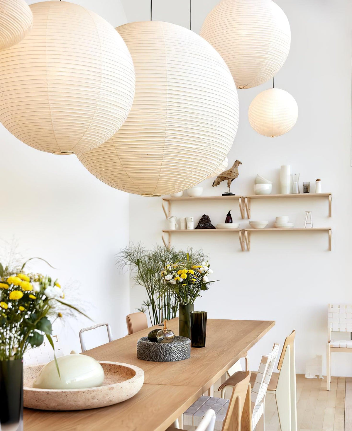 Handmade Mulberry Paper Pendant Light – Mid-Century Modern Washi Shade