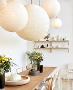 Handmade Mulberry Paper Pendant Light – Mid-Century Modern Washi Shade