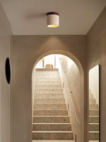 Ridge Artisan Travertine Ceiling Light – Modern Flush Mount for Bedroom, Living Room & Dining Room