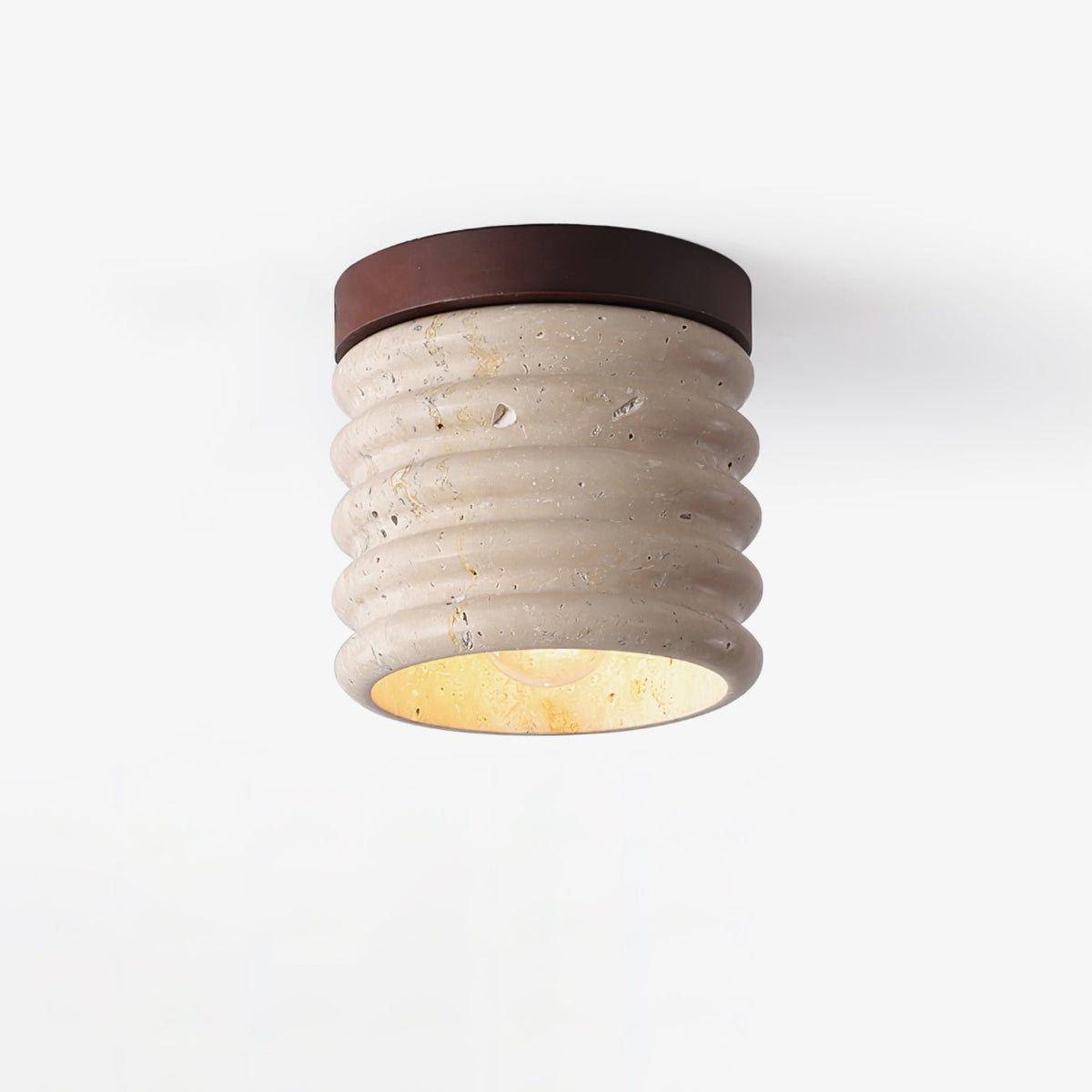 Ridge Artisan Travertine Ceiling Light – Modern Flush Mount for Bedroom, Living Room & Dining Room
