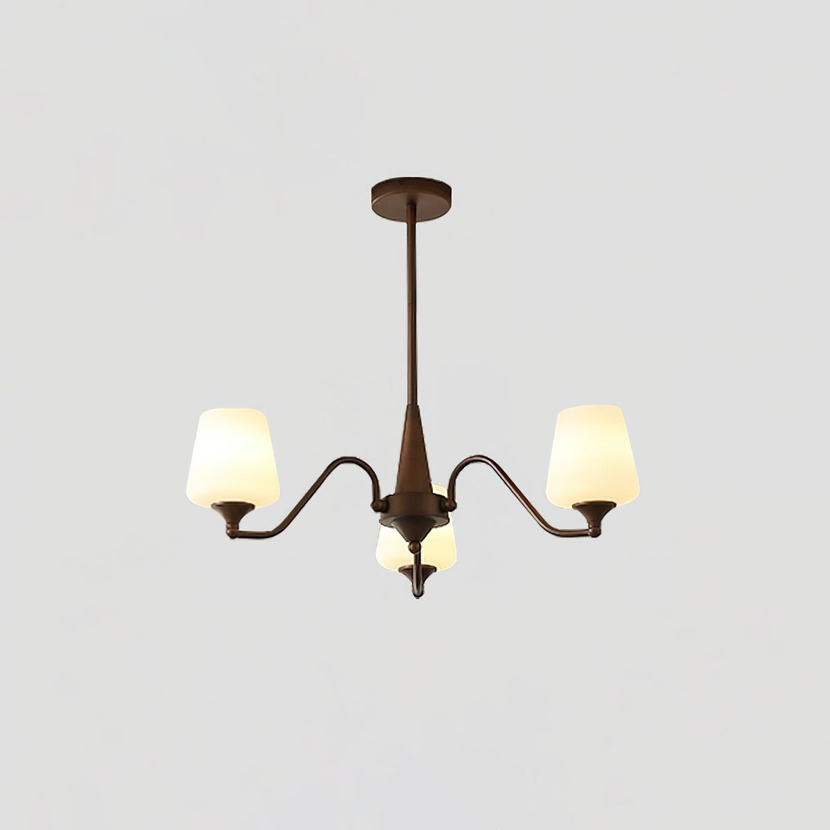 Ridge Chandelier in Brown and Frosted Glass for Dining Room and Living Room