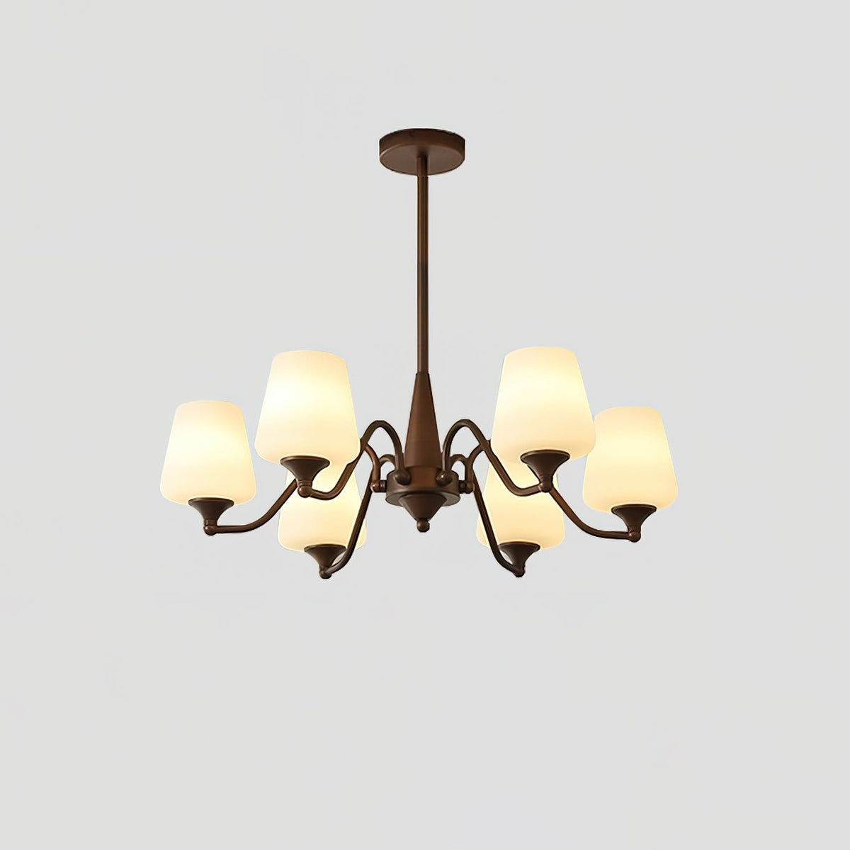 Ridge Chandelier in Brown and Frosted Glass for Dining Room and Living Room