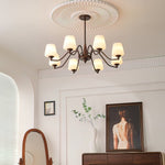 Ridge Chandelier in Brown and Frosted Glass for Dining Room and Living Room