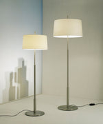 Rilume Modern Floor Lamp with Fabric Drum Shade in Nickel