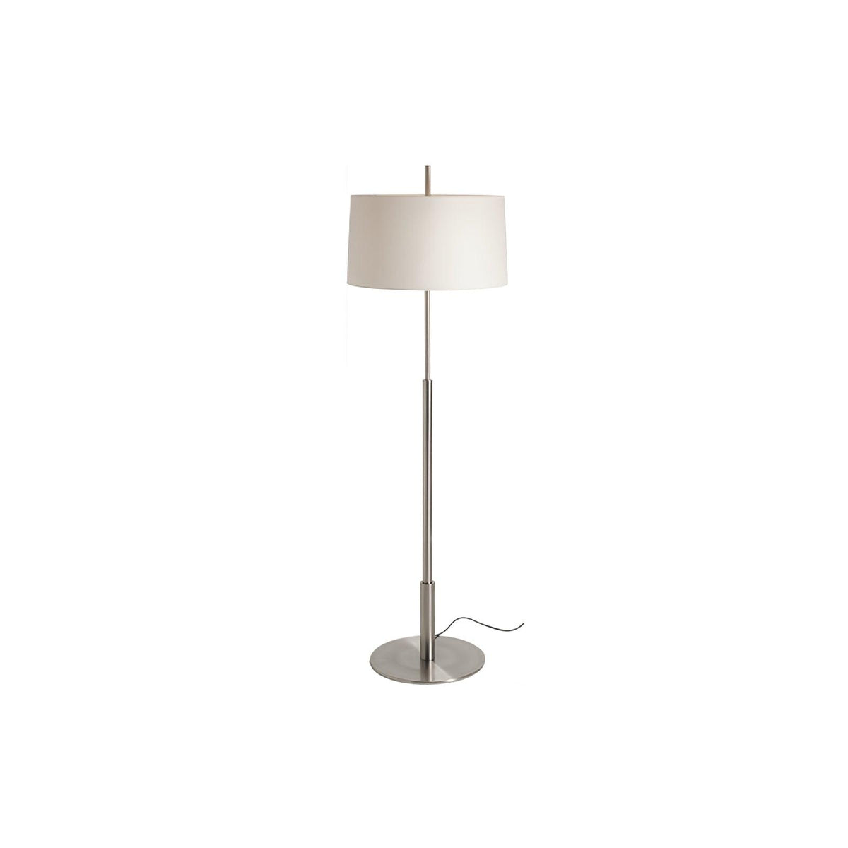 Rilume Modern Floor Lamp with Fabric Drum Shade in Nickel