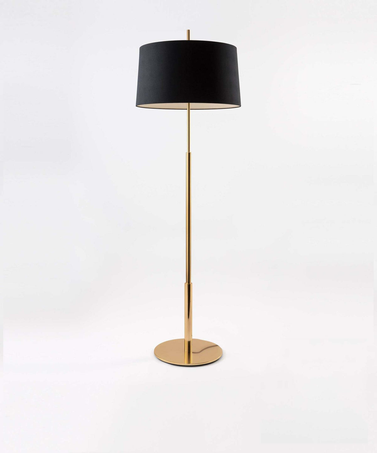 Rilume Modern Floor Lamp with Fabric Drum Shade in Nickel