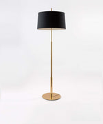 Rilume Modern Floor Lamp with Fabric Drum Shade in Nickel