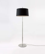 Rilume Modern Floor Lamp with Fabric Drum Shade in Nickel