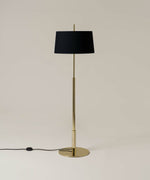 Rilume Modern Floor Lamp with Fabric Drum Shade in Nickel