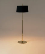 Rilume Modern Floor Lamp with Fabric Drum Shade in Nickel