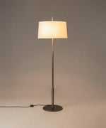 Rilume Modern Floor Lamp with Fabric Drum Shade in Nickel
